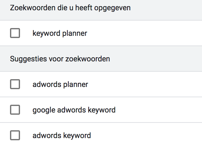 Google ads keyword planner
