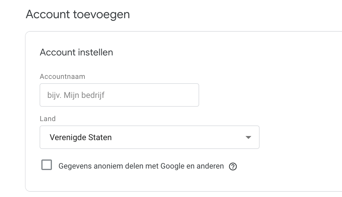 google tag manager account toevoegen