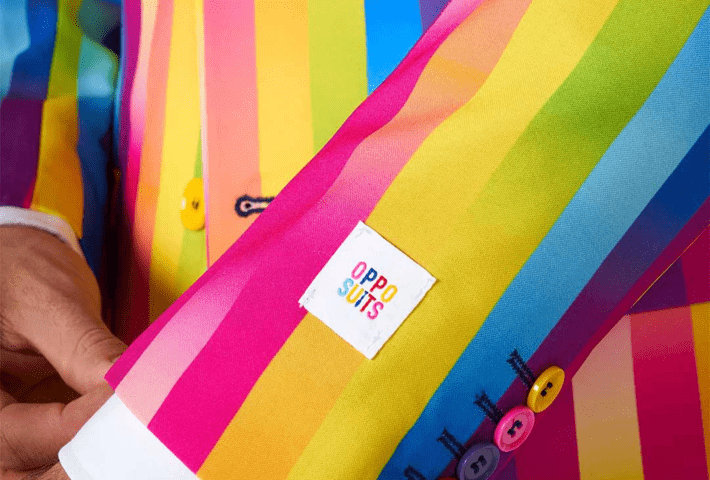 OppoSuits regenboog outfit mouw met logo