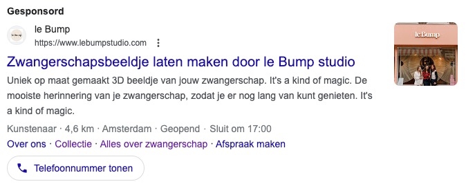 Screenshot Google ads le Bump