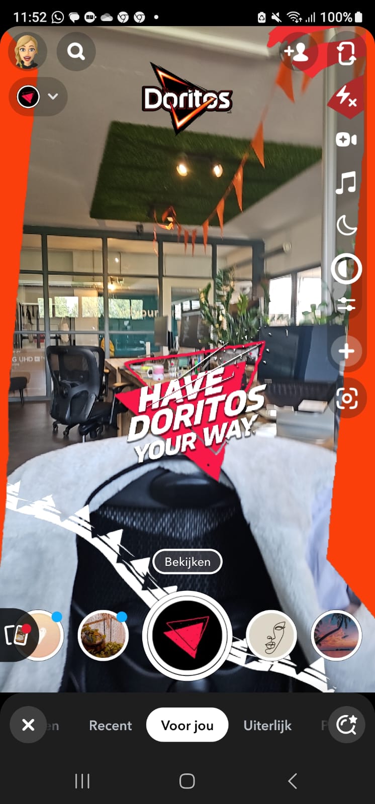 Een filters & lenzen snapchat advertentie van Doritos