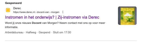 Google Ads advertentie van Derec