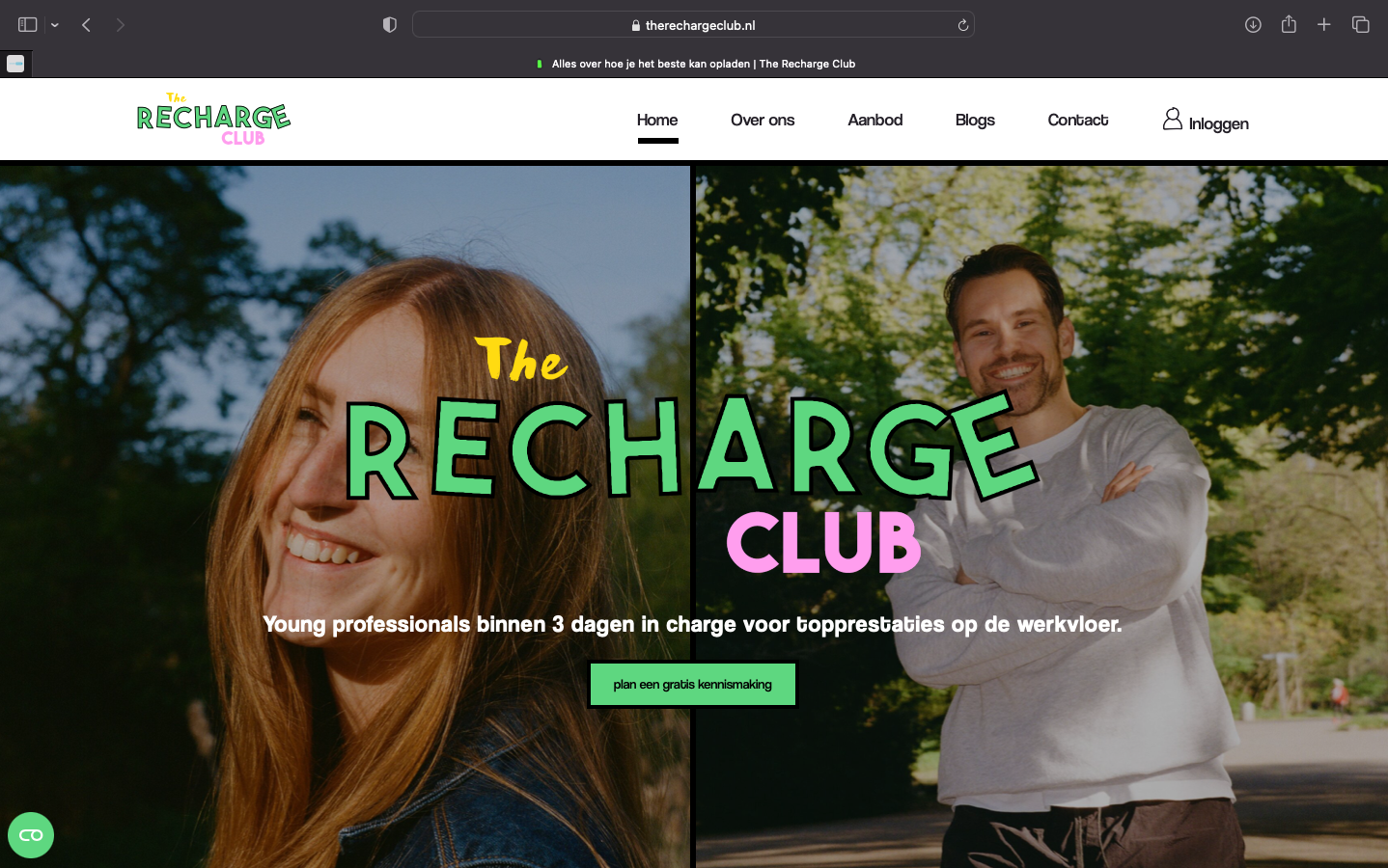The Recharge Club homepagina website