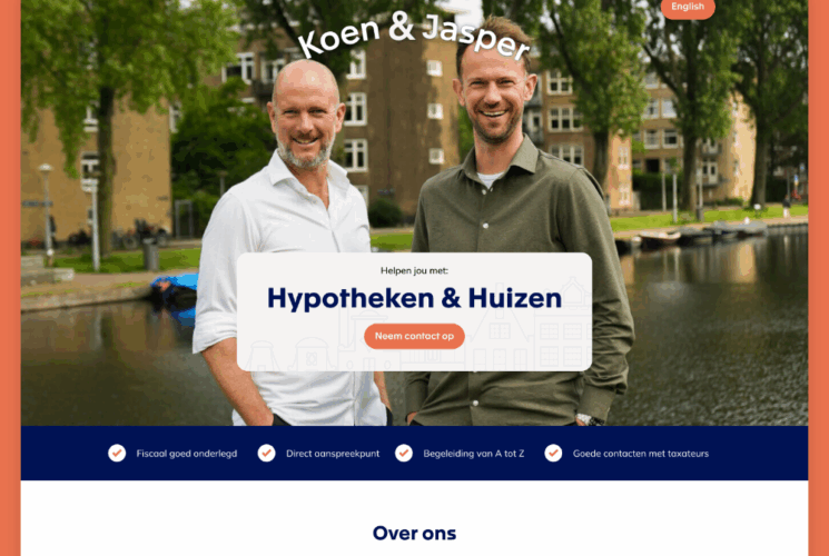 Koen en Jasper header homepage nieuwe website die wij hebben ontworpen